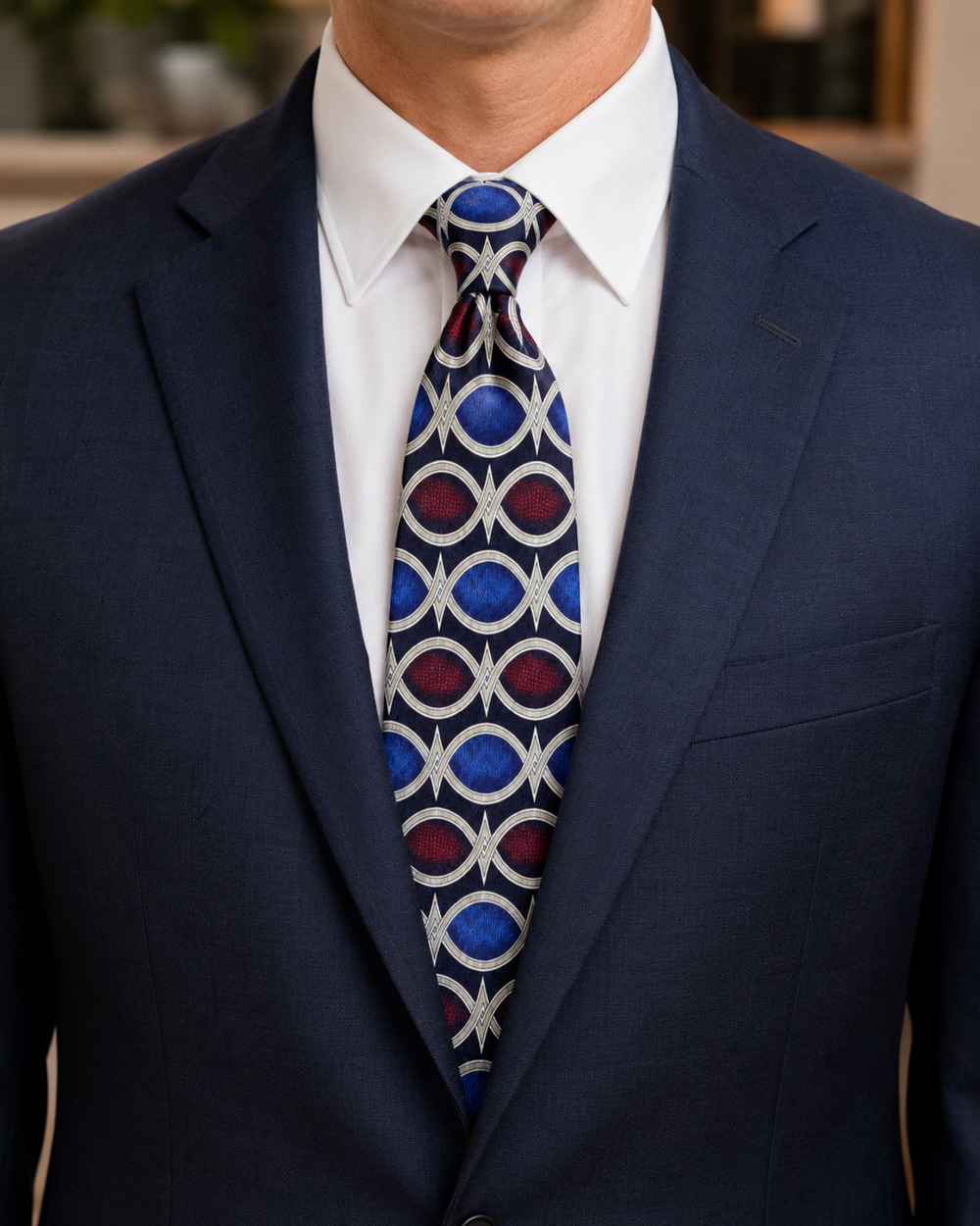 Henry Grethel Neck Tie Art Deco Abstract Italian Silk Made in USA Rare Print